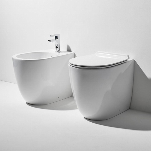 Чаша унитаза приставная Simas VI 01 bia цвет белый без сиденья безободковая душевой смыв